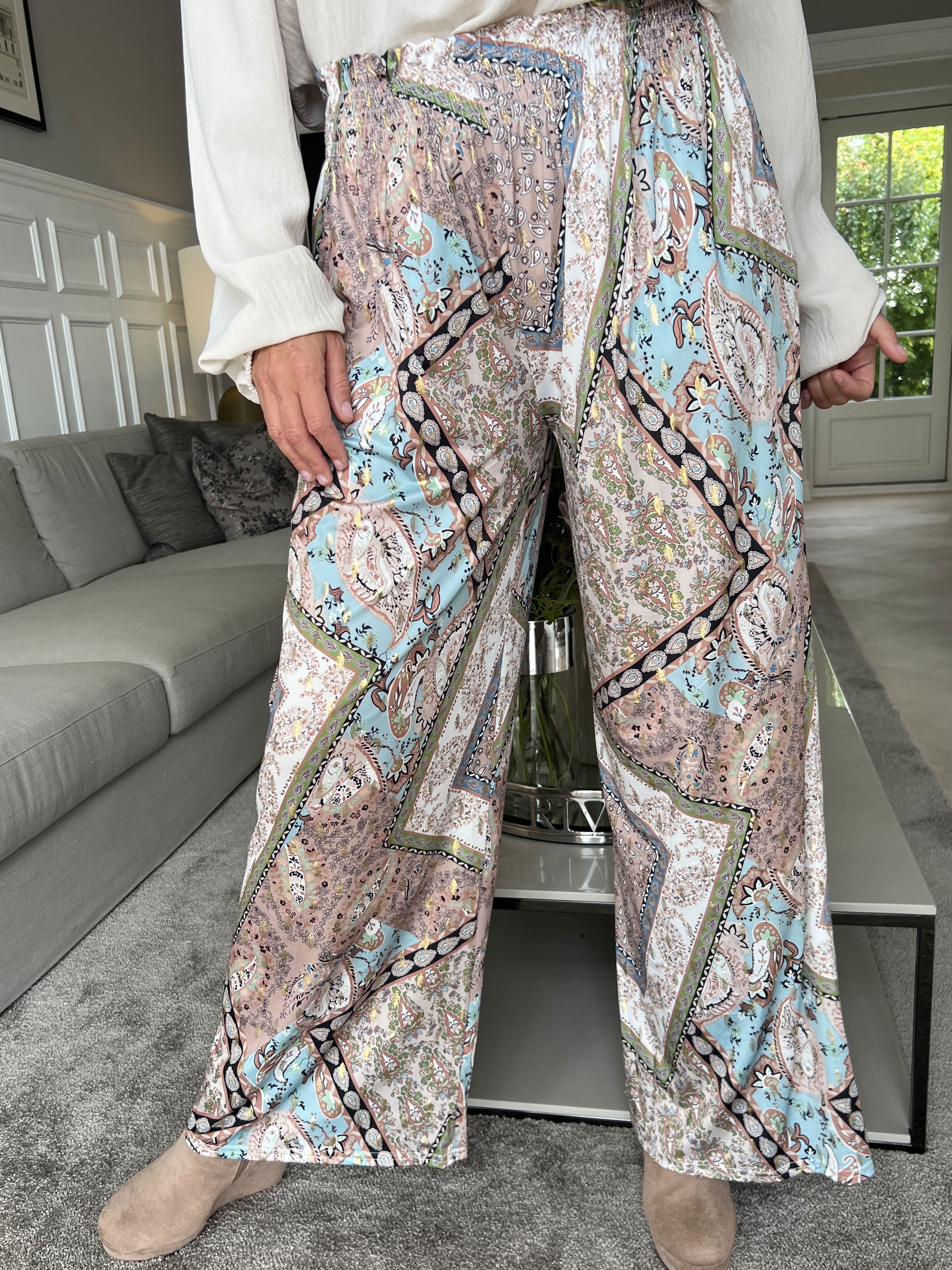 Pams Pants Paisley - Løse mønstret bukser i elastisk stof